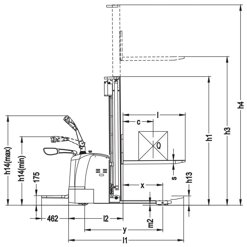 Ανυψωτικό στοίβαξης EVV10PV-P/EVV12PV-P/EVV15PV-P με διασκελισμένα σκέλη
