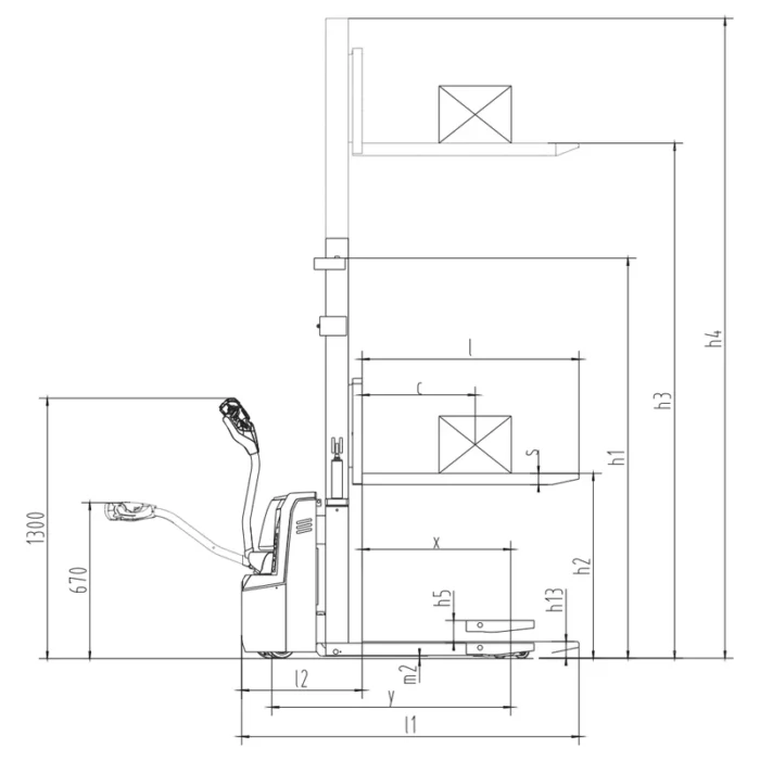 EVV10B-I/EVV12B-I ηλεκτρικό ανυψωτικό στοίβαξης για δύο παλέτες